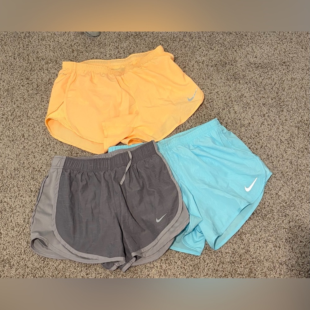 Nike Women's Athletic Shorts - Orange, Gray, and Blue